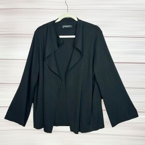 Marina Rinaldi Sport Open Front Cardigan Black Wool Blend brand size L US 16-18